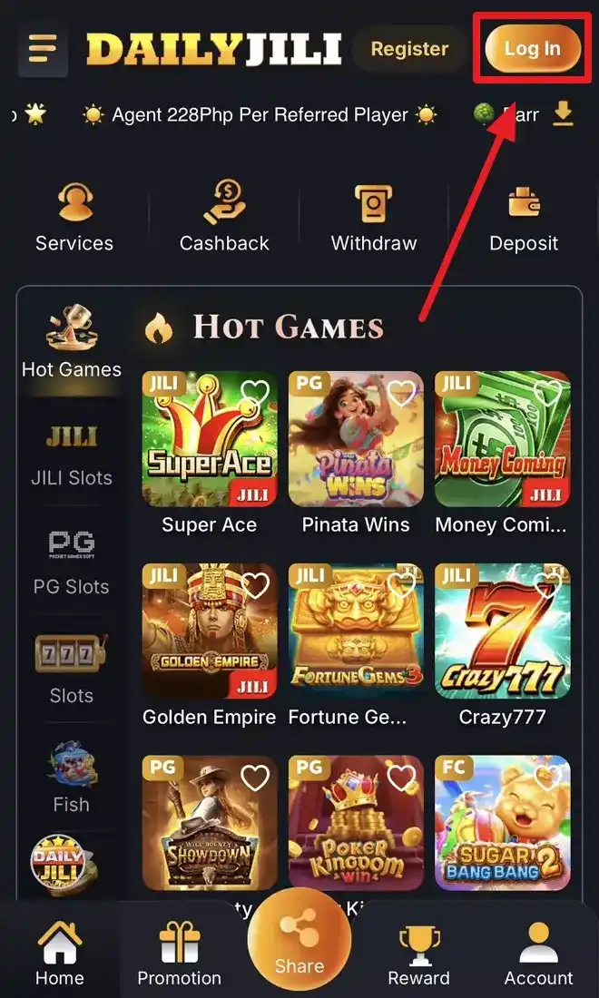 DailyJili promotional bonus panel with character-driven casino style