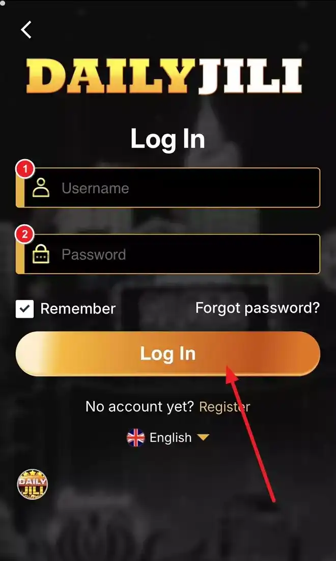DailyJili registration screen showing account creation flow and casino onboarding visuals